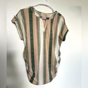 Liberty Love Striped Blouse - Green and Tan